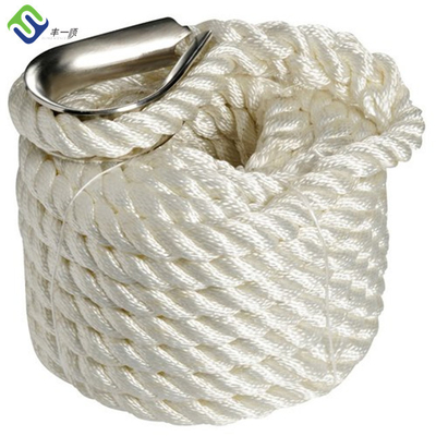 High Strength White 3 Strand Twist Nylon Rope Silk Rope For Boat
